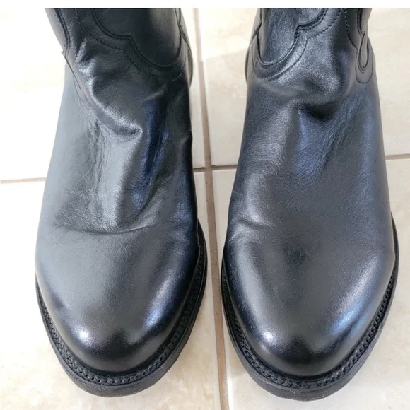 LUCCHESE Men's Lonestar Calf Round Toe Roper Boots In Black 10.5EE. - Picture 6 of 13